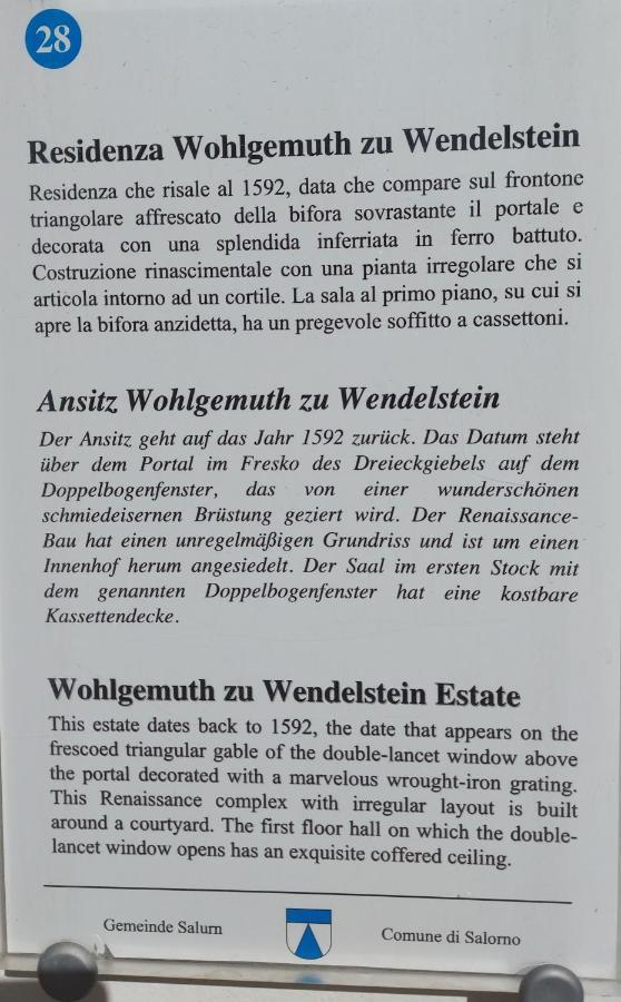 Ansitz Von Wohlgemuth Lejlighed Salorno Eksteriør billede